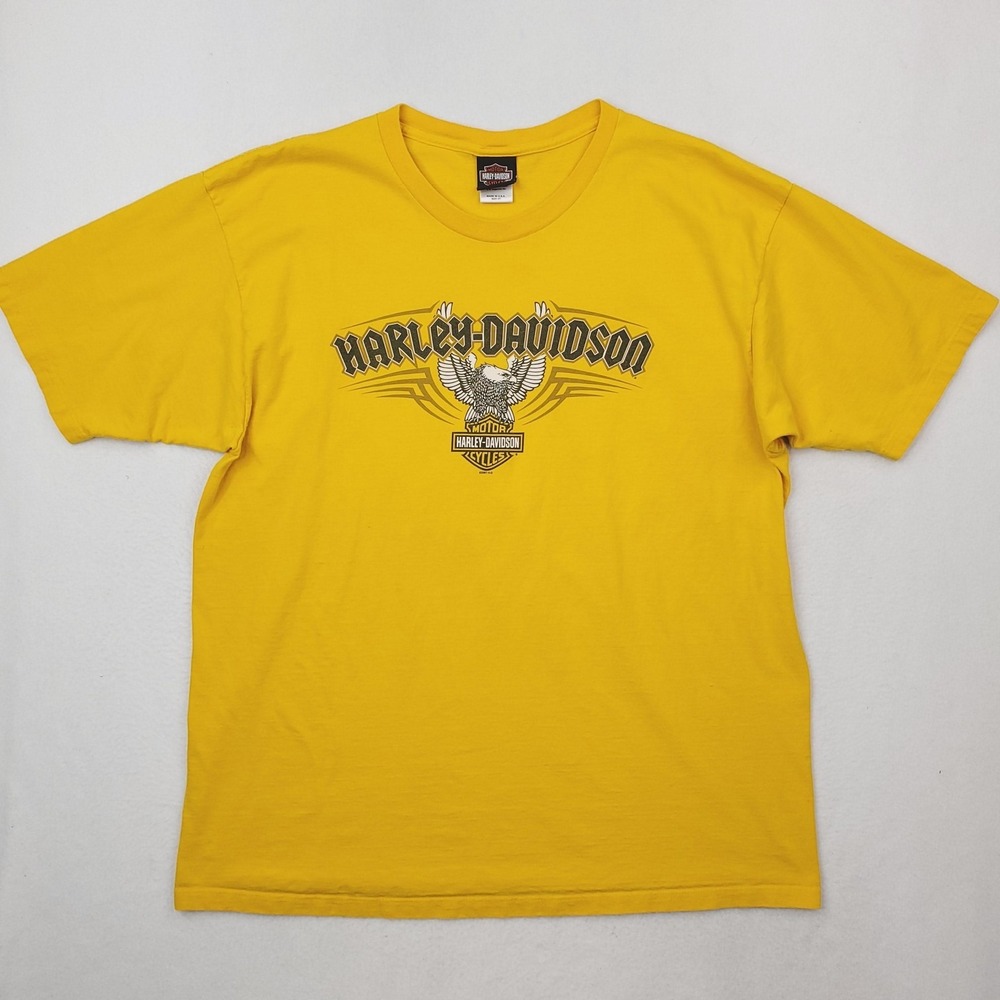 Vintage Harley-Davidson Shirt Mens 2XL Yellow Orlando Florida USA Eagle USA MADE